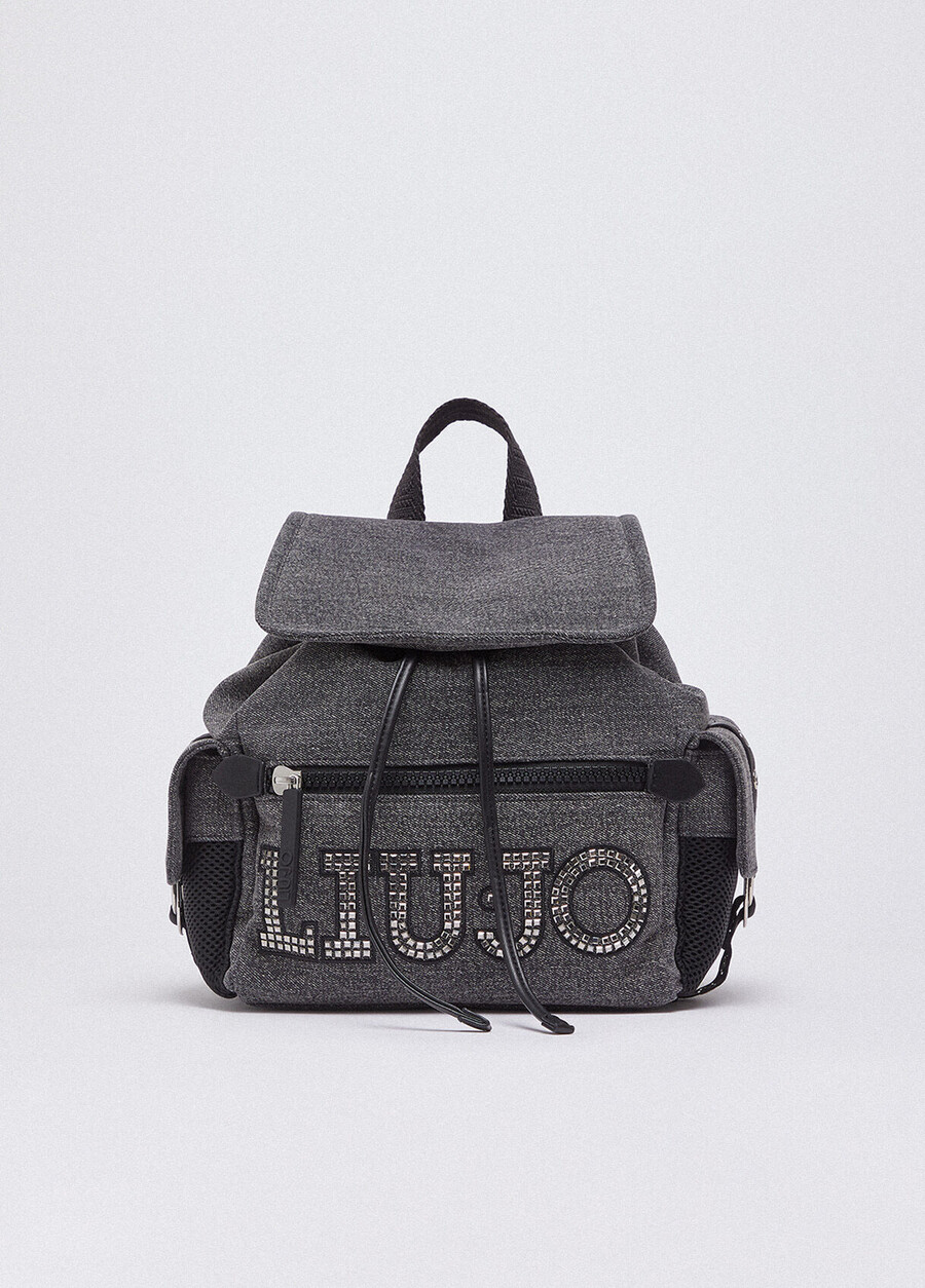 sac à dos en denim avec logo