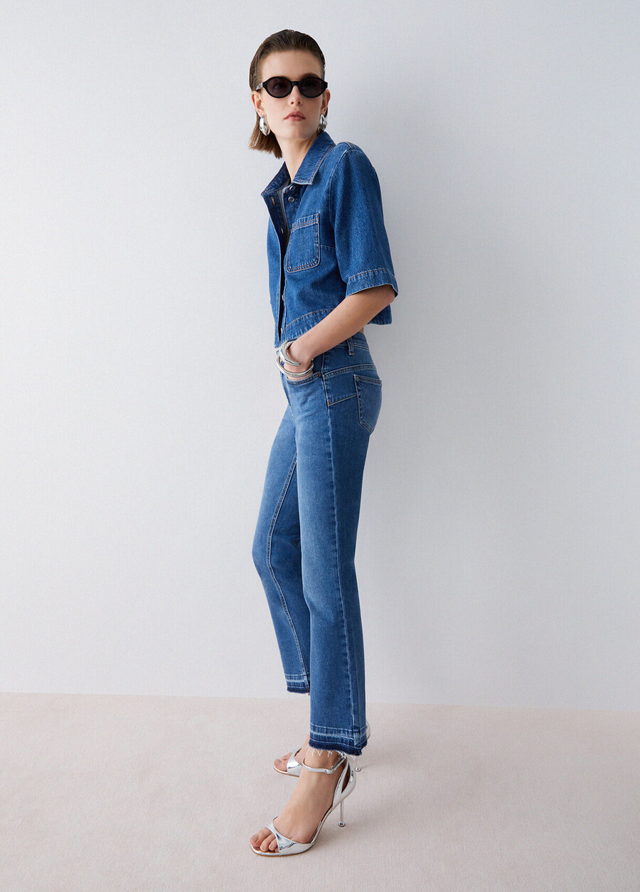 jeans bootcut à ourlets non finis
