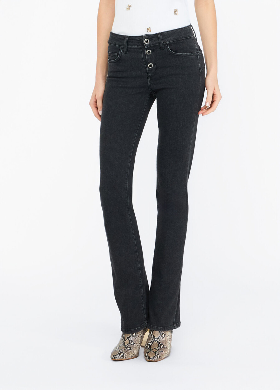jean bootcut à ourlet retroussé