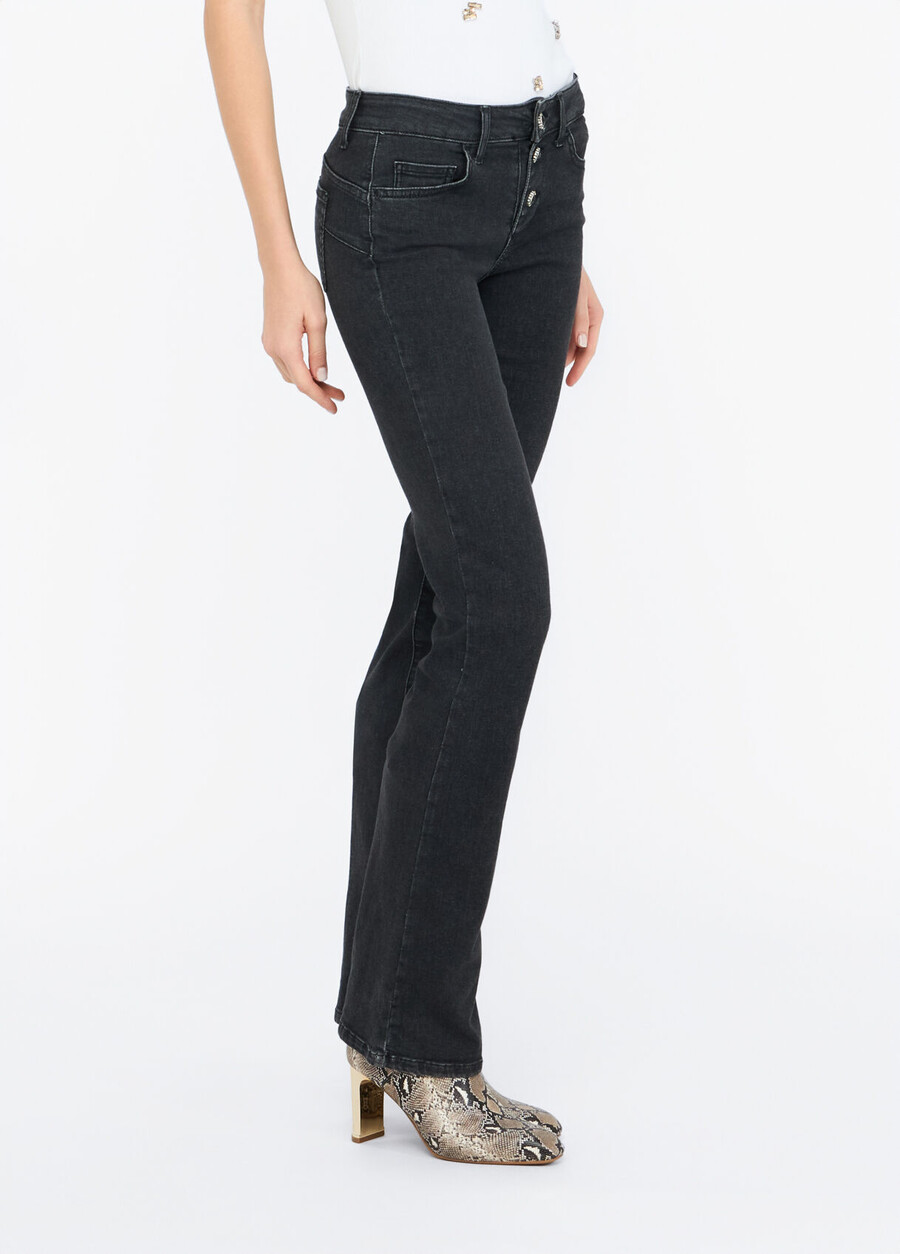 jean bootcut à ourlet retroussé