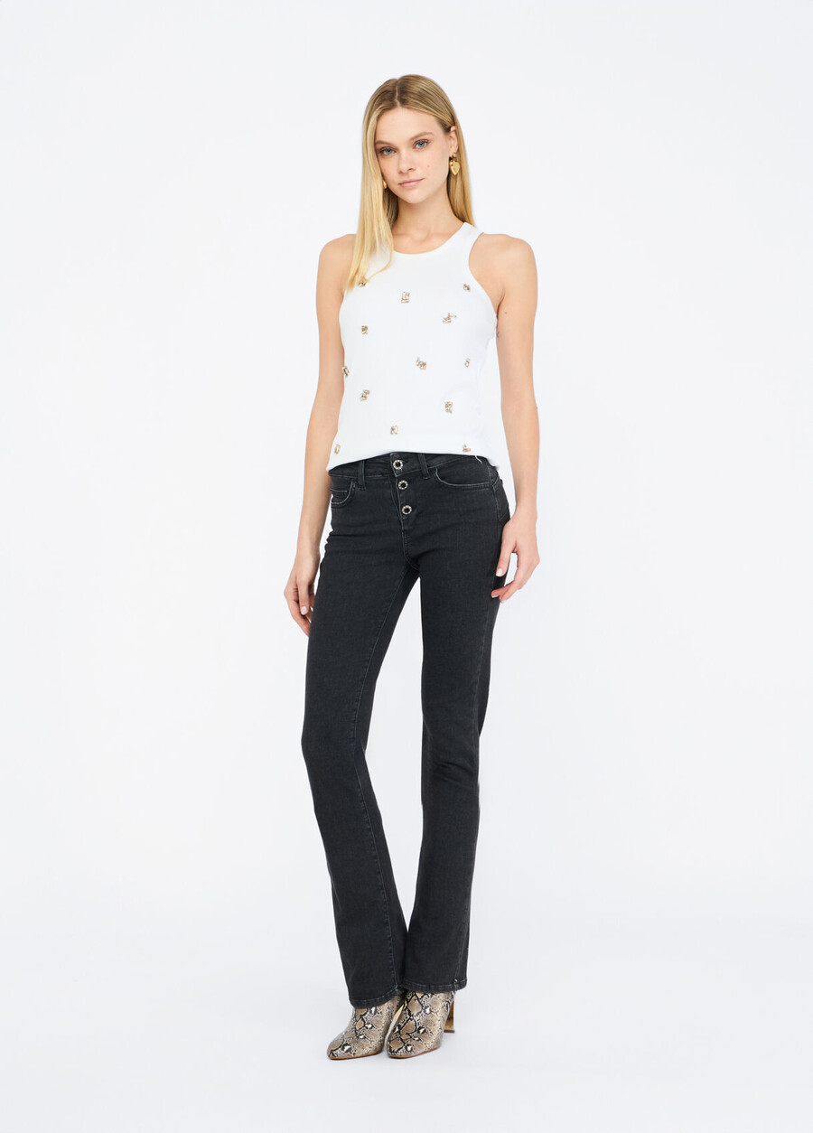 jean bootcut à ourlet retroussé
