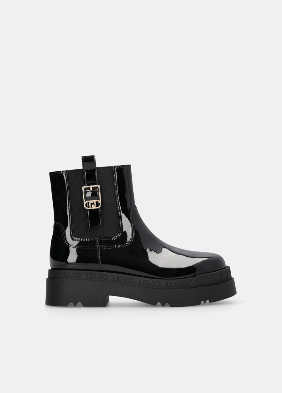 bottines à plateforme en cuir verni