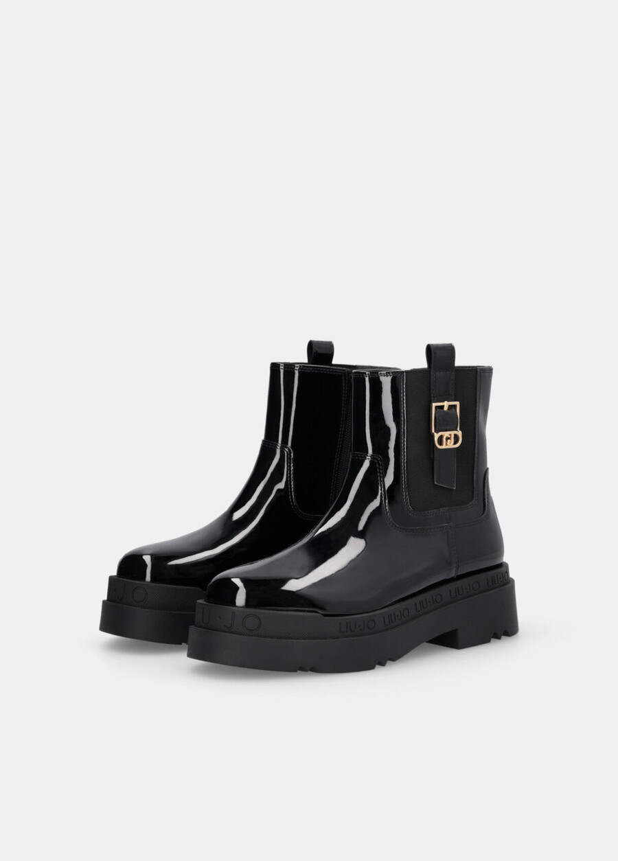 bottines à plateforme en cuir verni