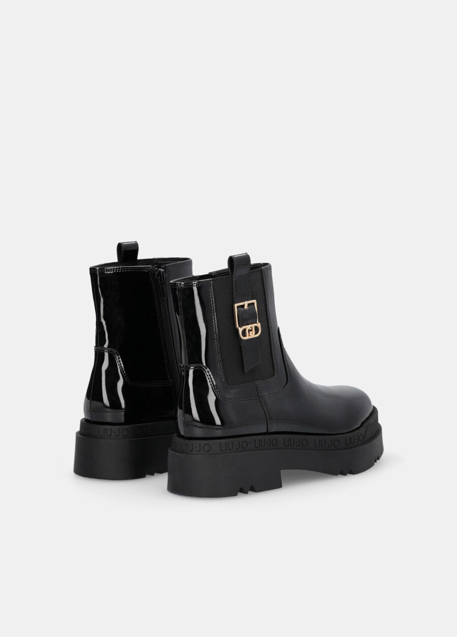 bottines à plateforme en cuir verni