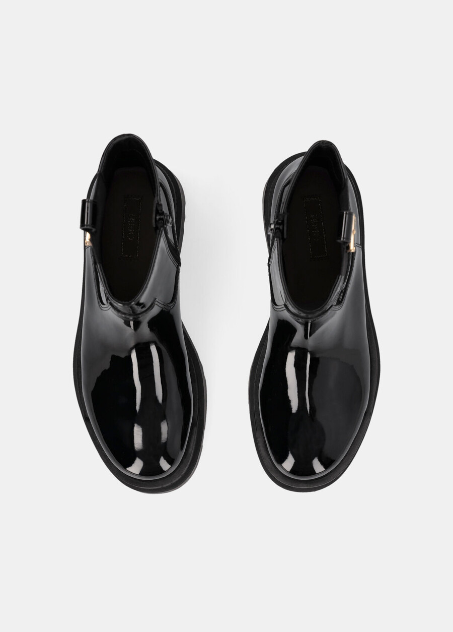 bottines à plateforme en cuir verni