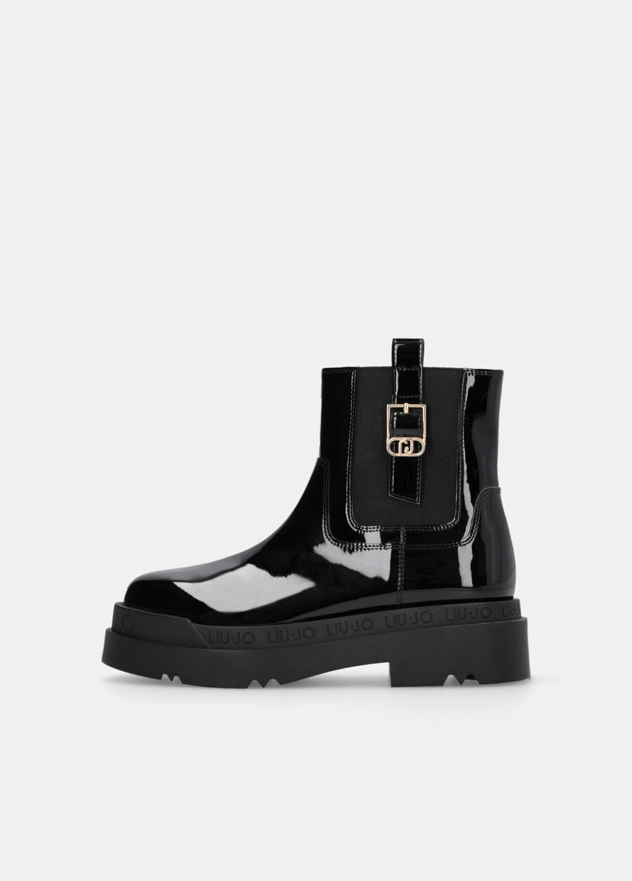bottines à plateforme en cuir verni