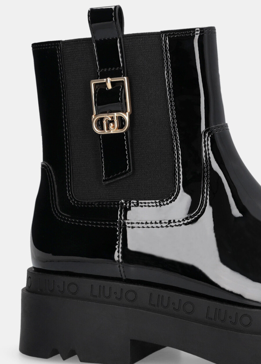 bottines à plateforme en cuir verni