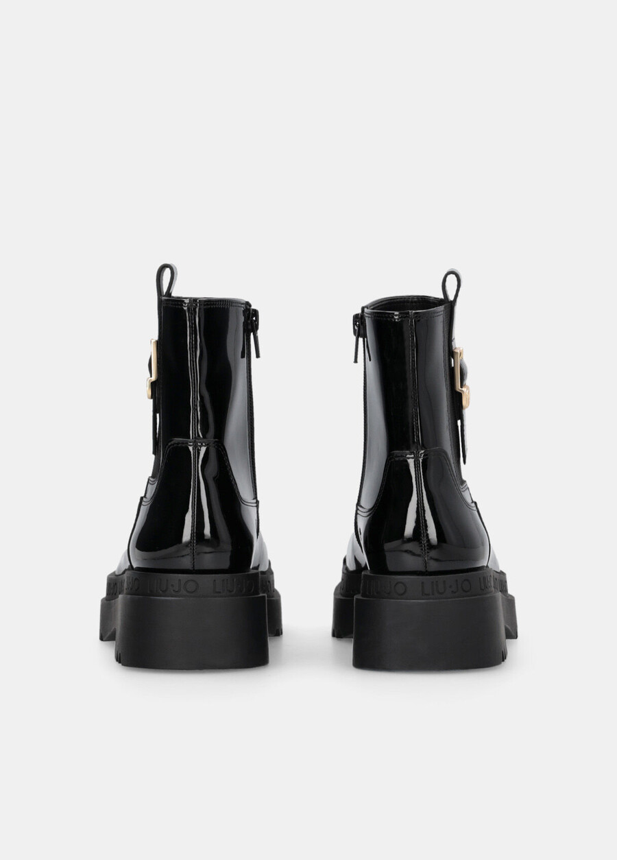 bottines à plateforme en cuir verni