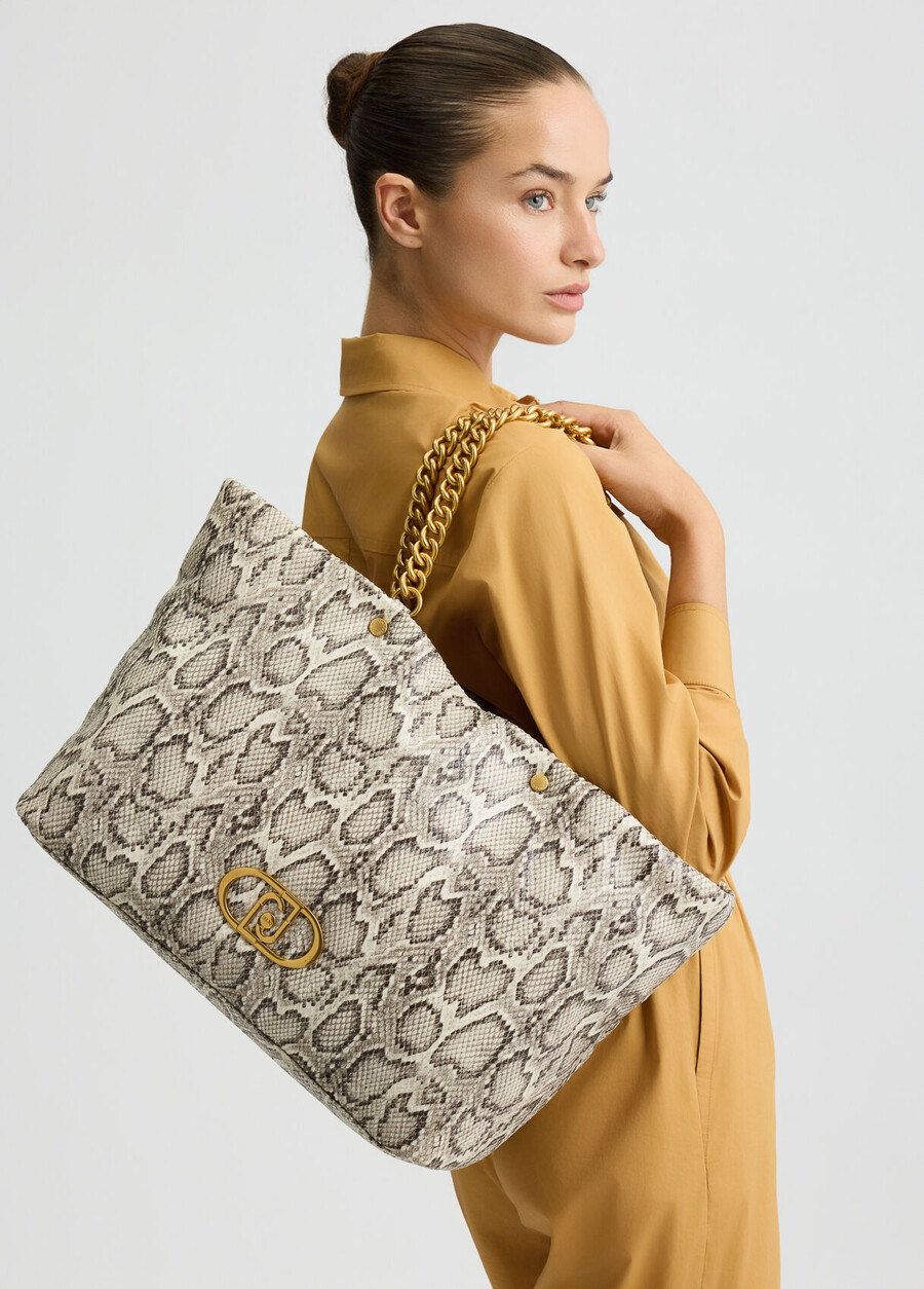 grand sac fourre-tout lapuffy en peau de serpent