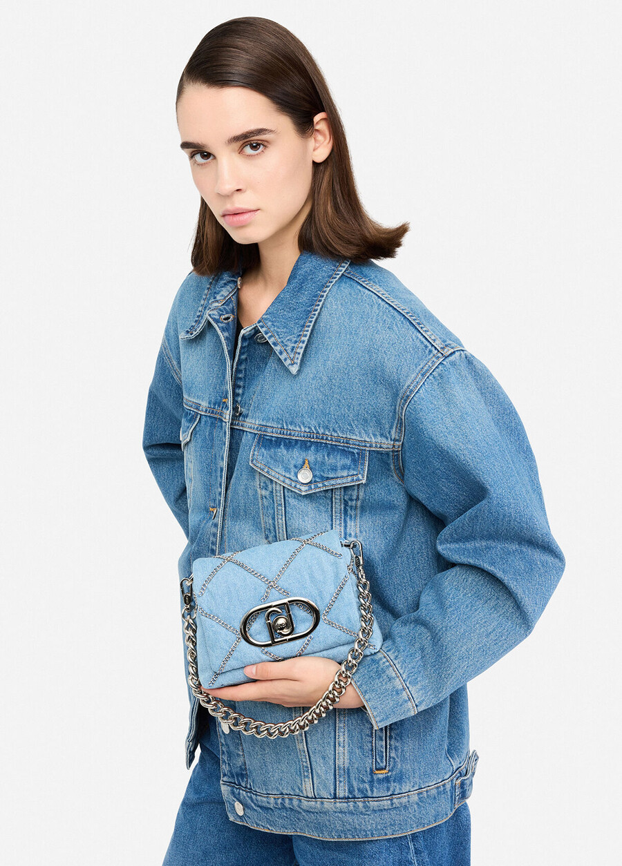 petit sac lapuffy en denim avec détails de chaîne