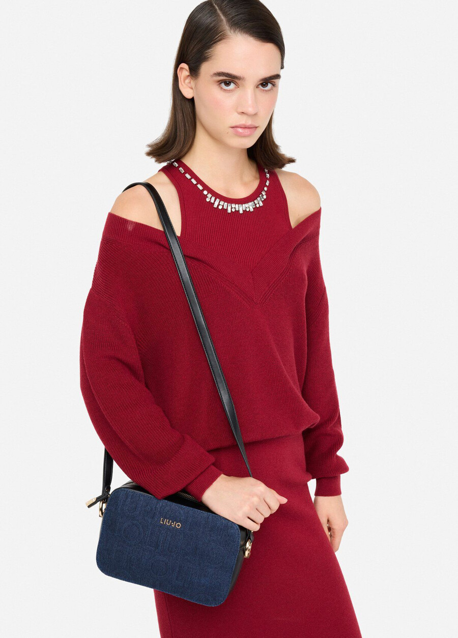 sac bandoulière en denim moyen