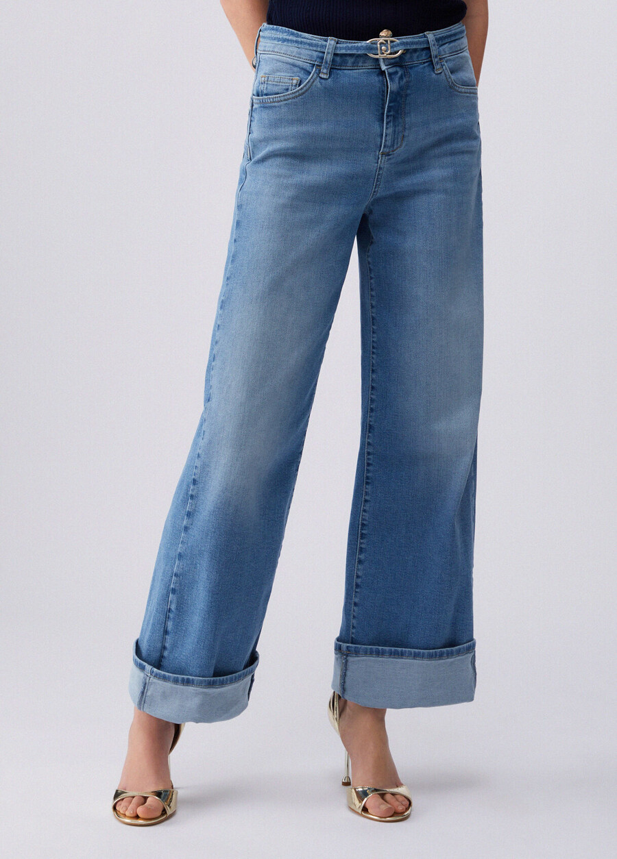jeans évasés à revers