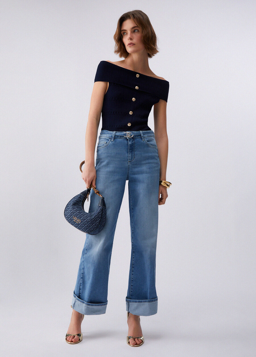 jeans évasés à revers