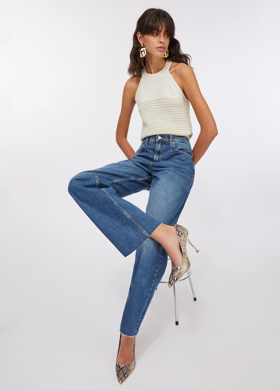 jean taille basse à jambes larges