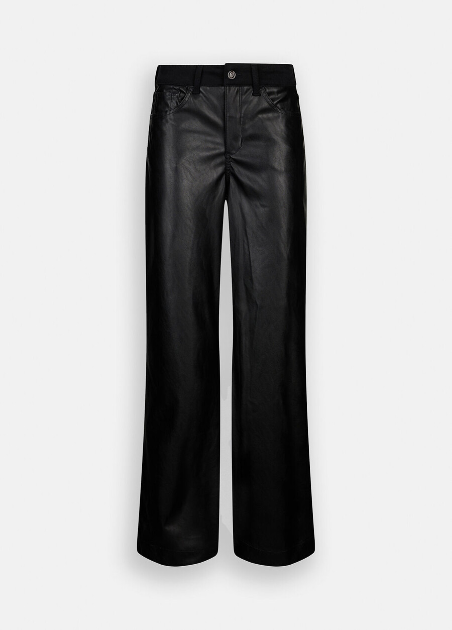 pantalon évasé en tissu enduit
