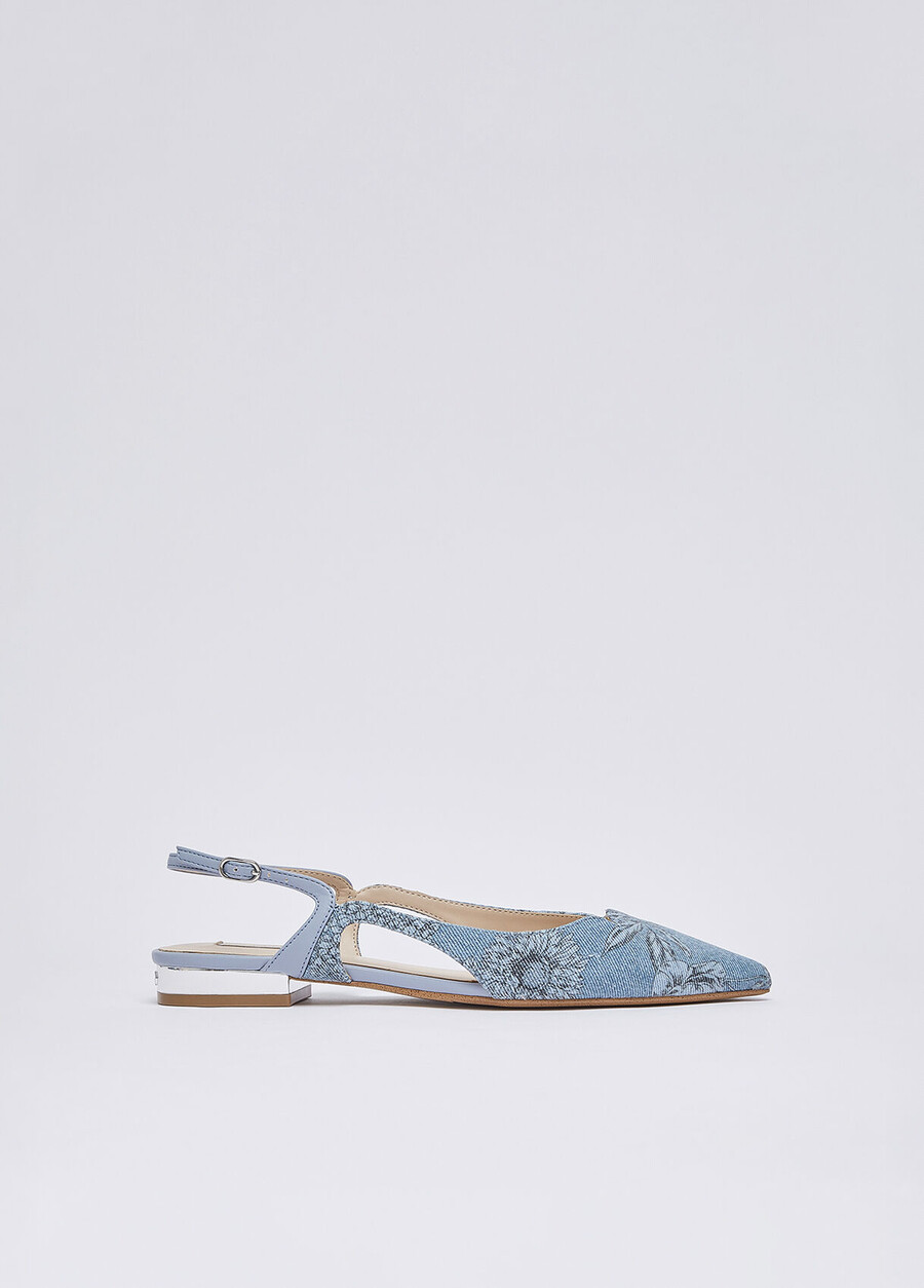 escarpins en denim imprimé