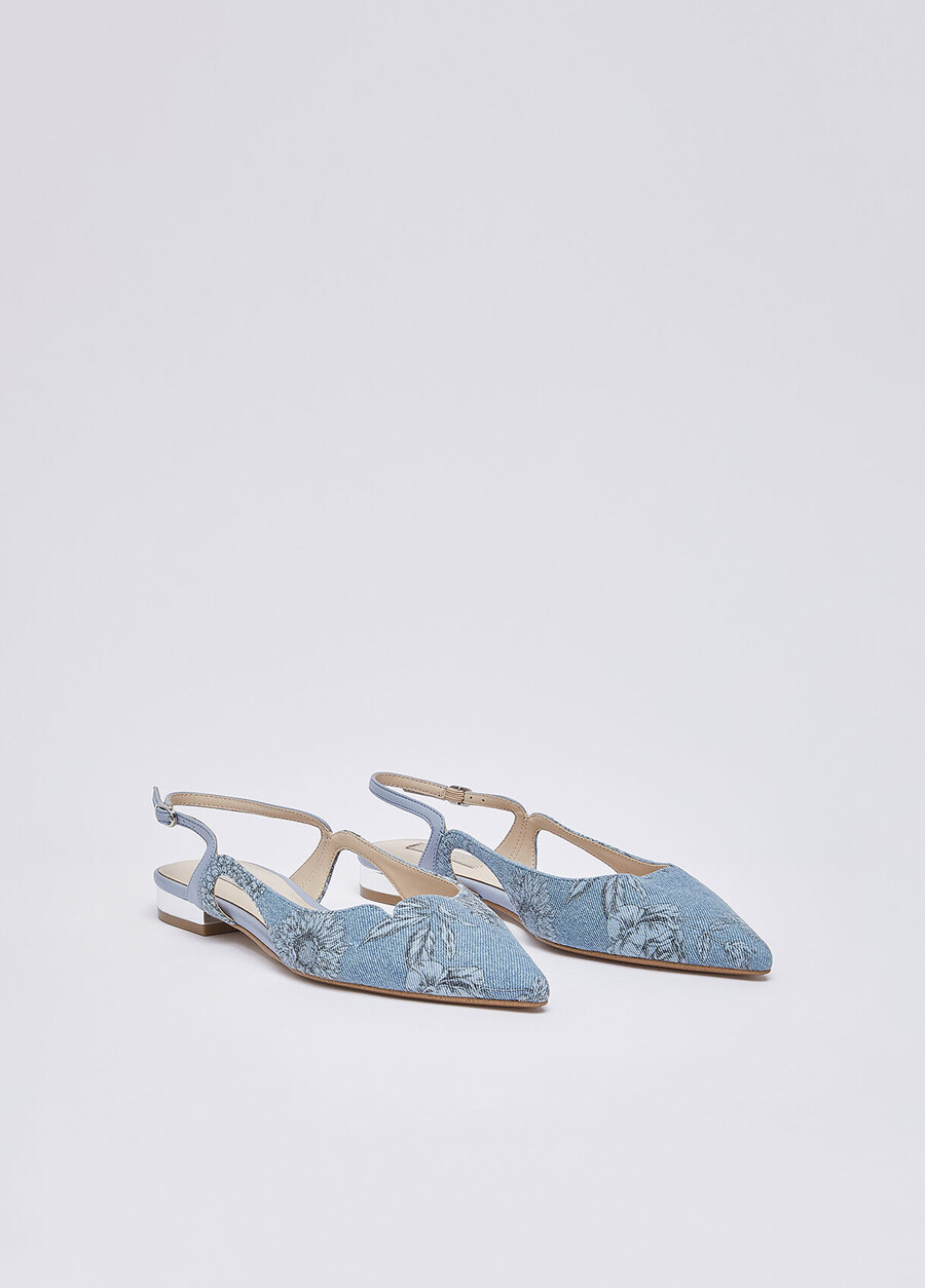 escarpins en denim imprimé