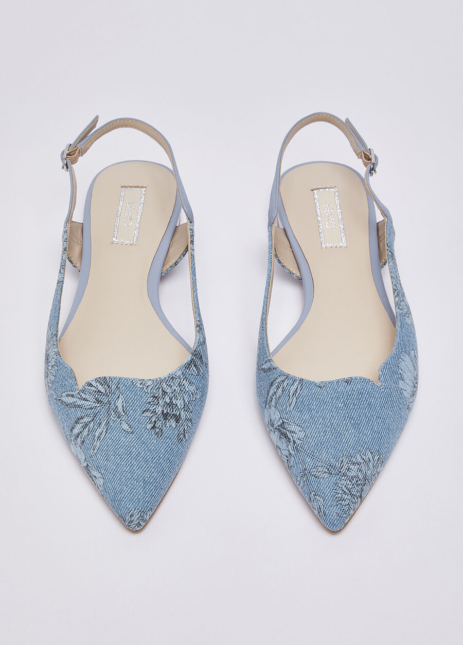 escarpins en denim imprimé