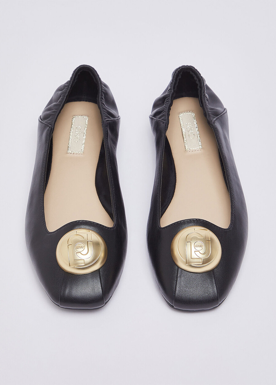 ballerines en cuir avec logo