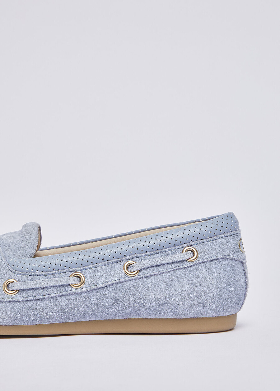 mocassins en daim à pompons