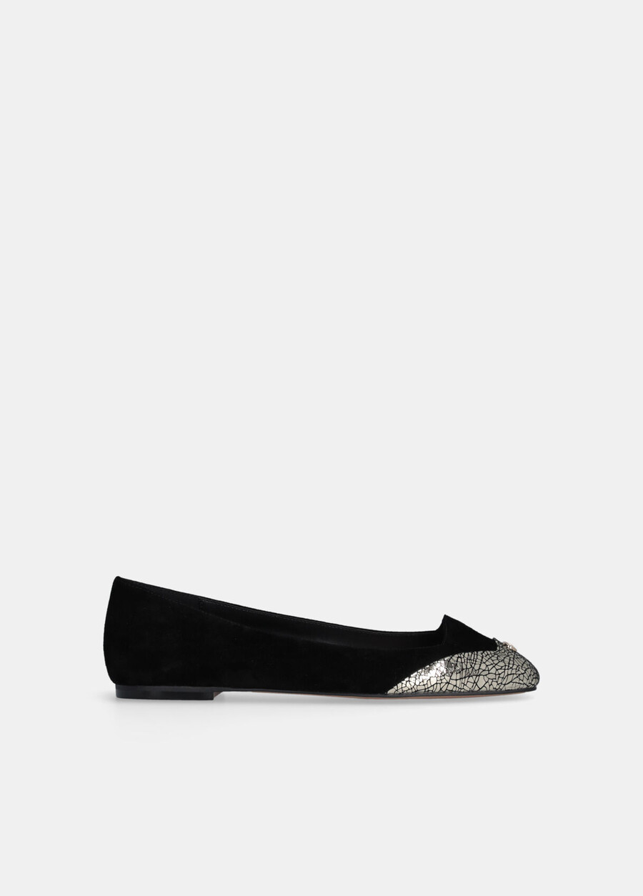ballerines en daim à effet craquelé