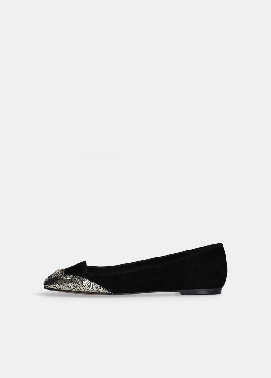 ballerines en daim à effet craquelé