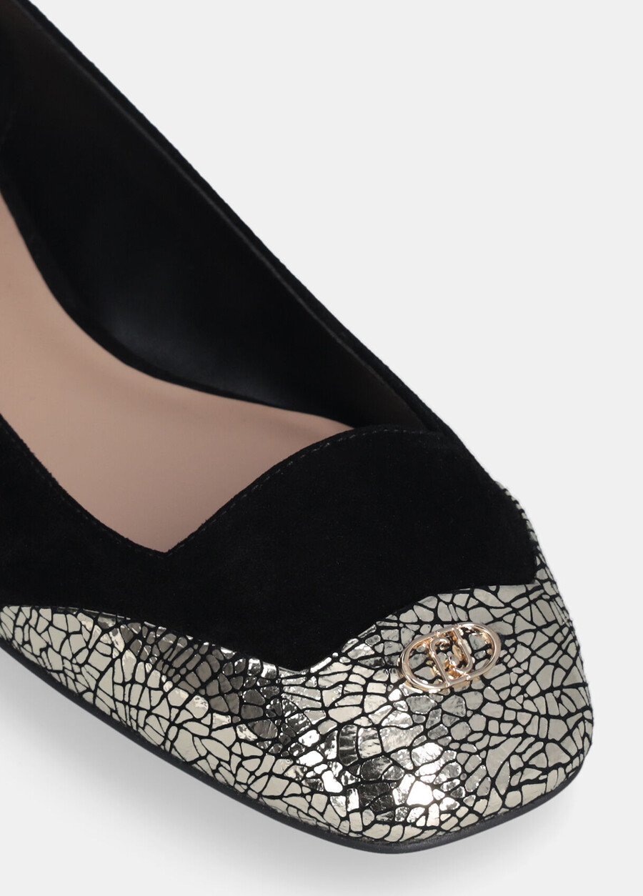 ballerines en daim à effet craquelé
