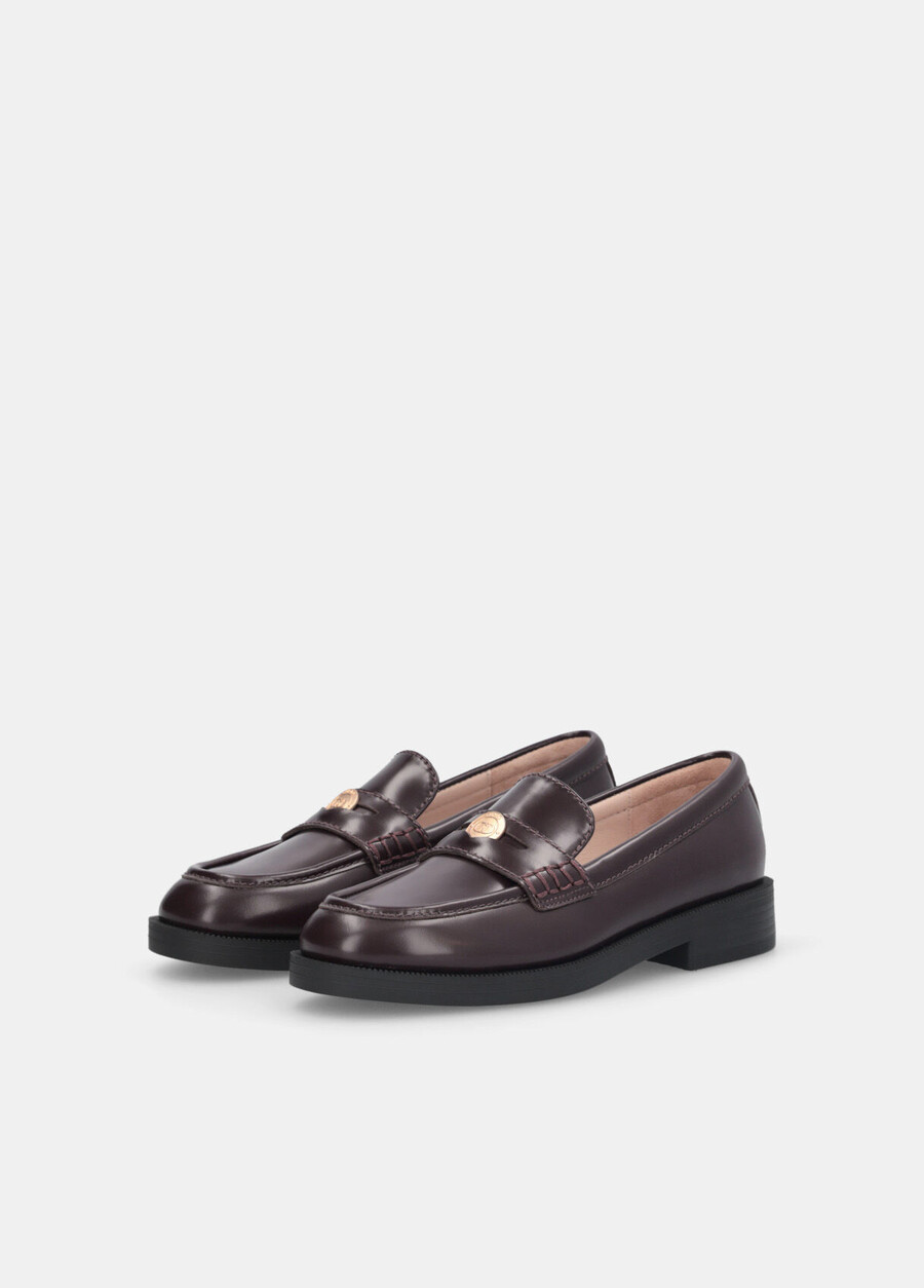 mocassins en cuir abrasé
