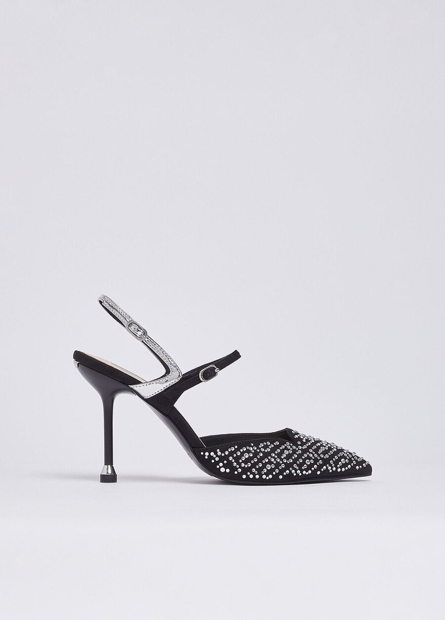 escarpins à bride arrière entièrement ornés de strass