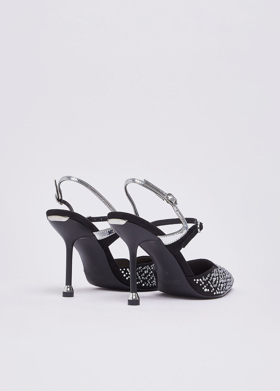 escarpins à bride arrière entièrement ornés de strass