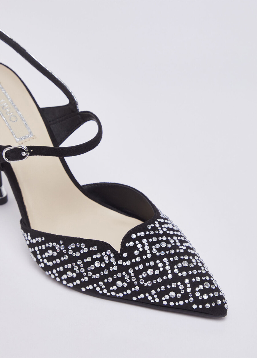 escarpins à bride arrière entièrement ornés de strass