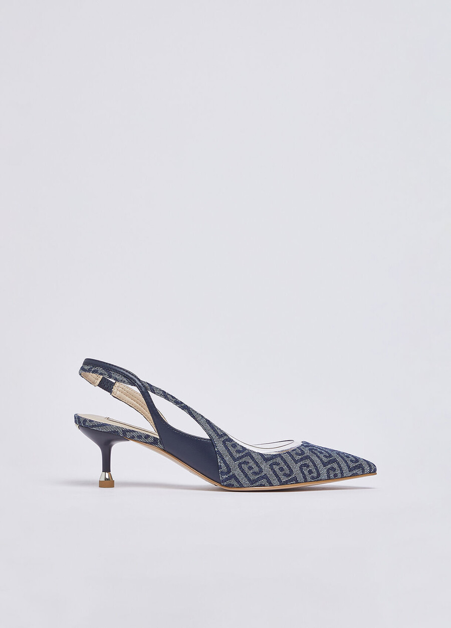 escarpins en denim jacquard
