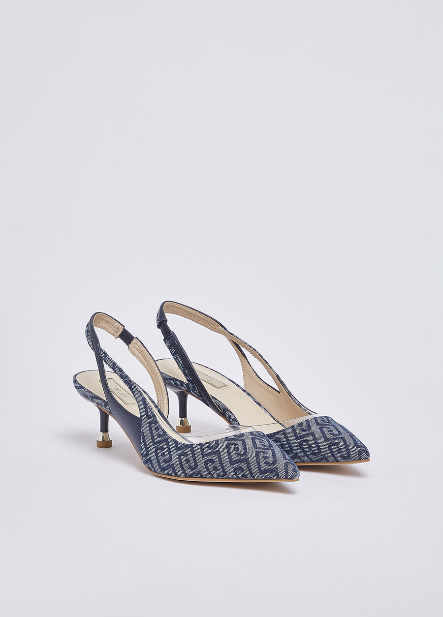 escarpins en denim jacquard