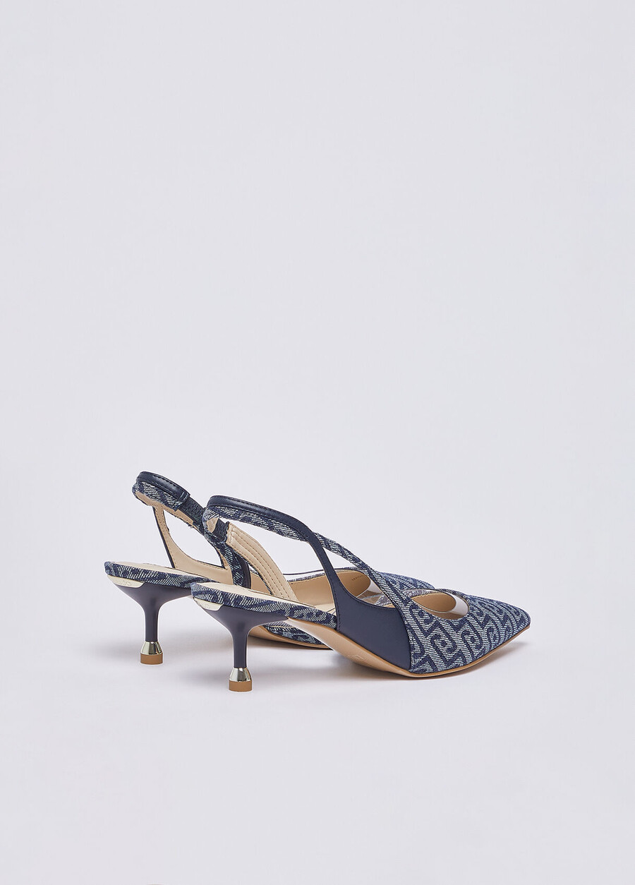 escarpins en denim jacquard