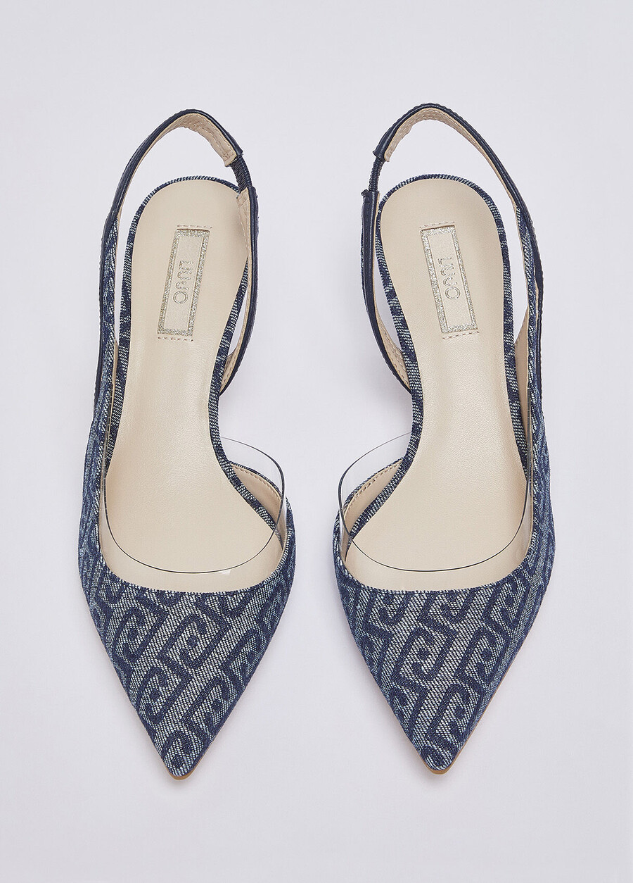 escarpins en denim jacquard