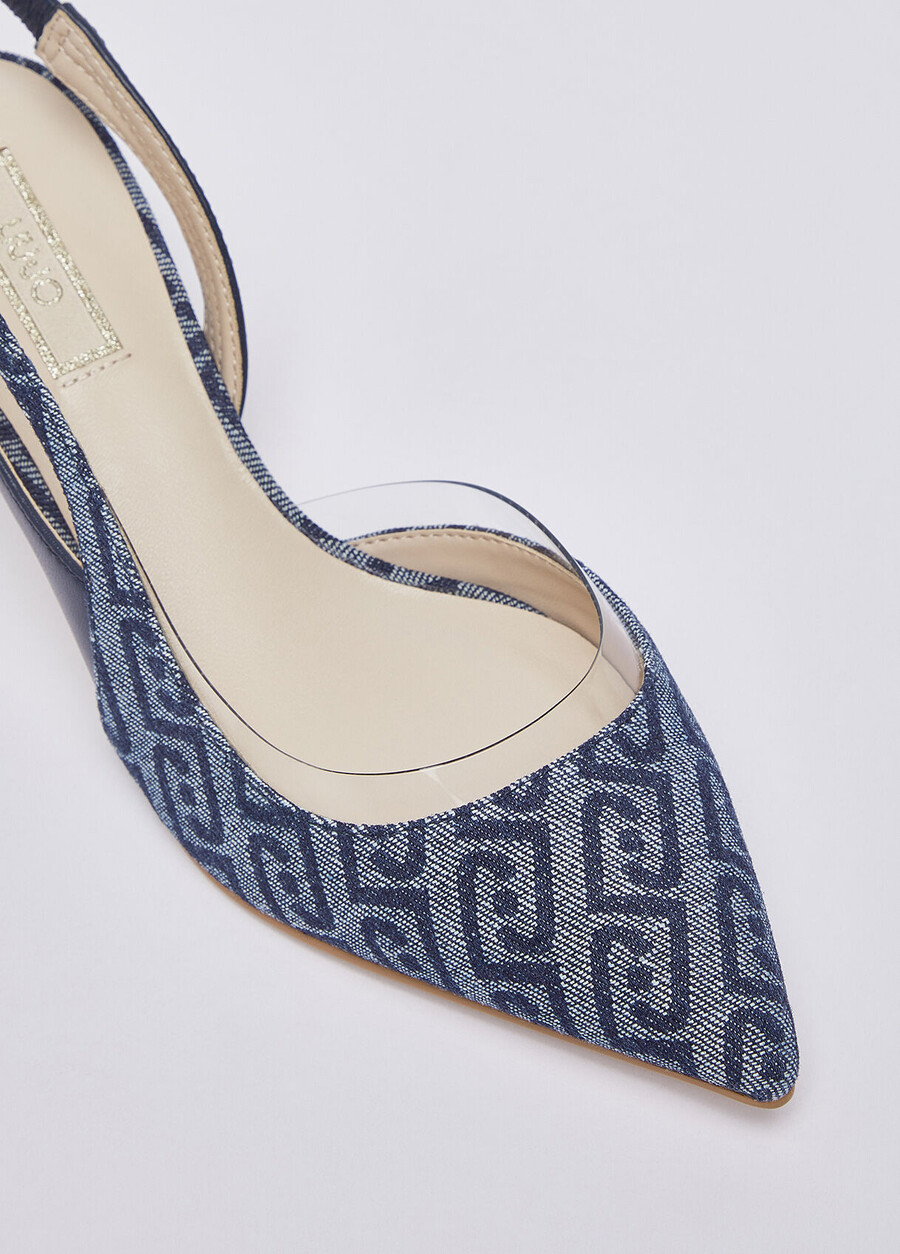 escarpins en denim jacquard