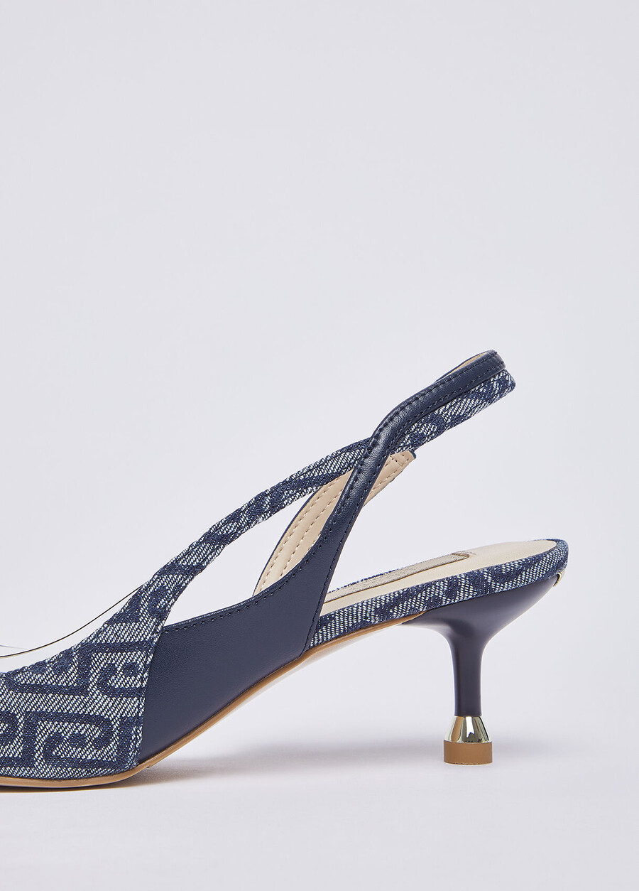 escarpins en denim jacquard