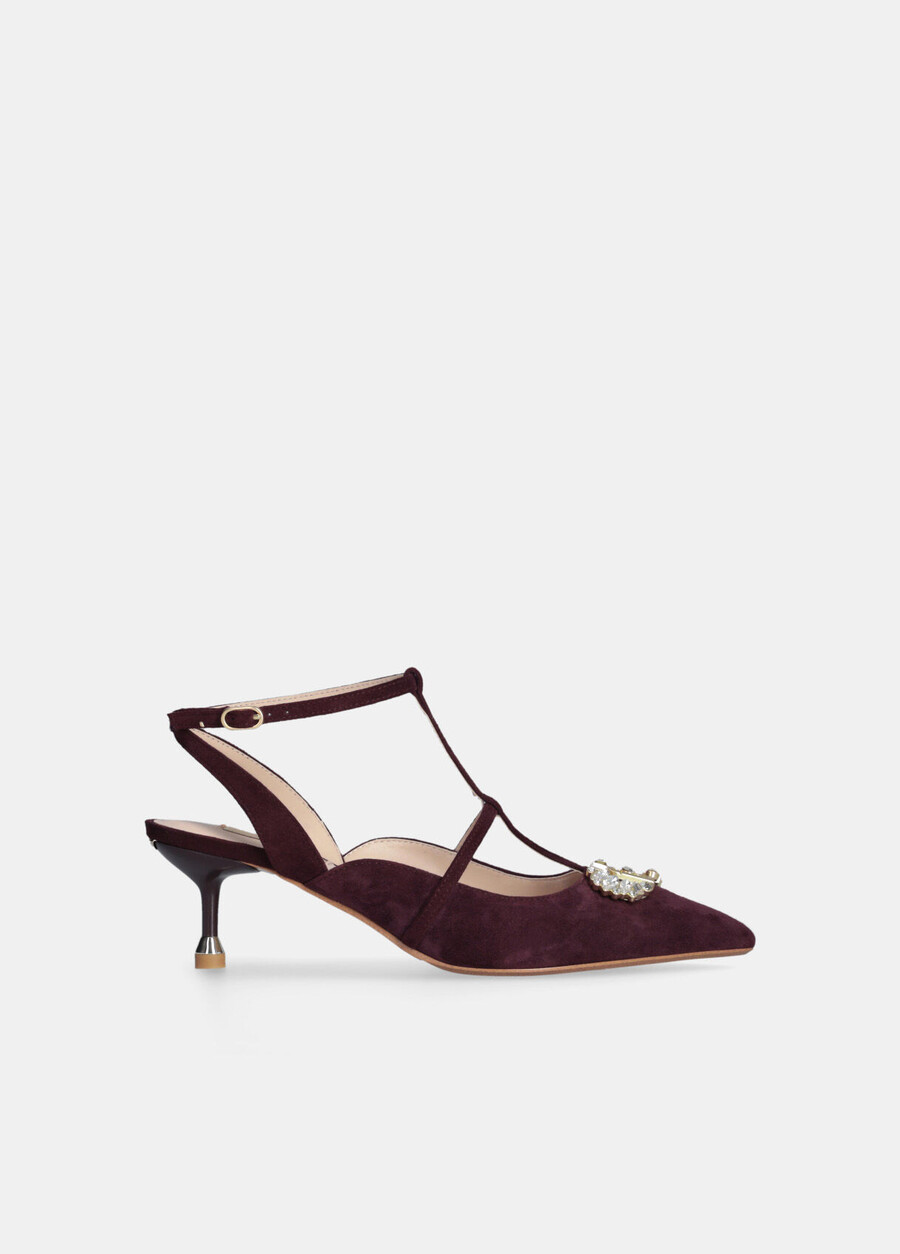 chaussures à bride arrière avec logo orné de bijoux