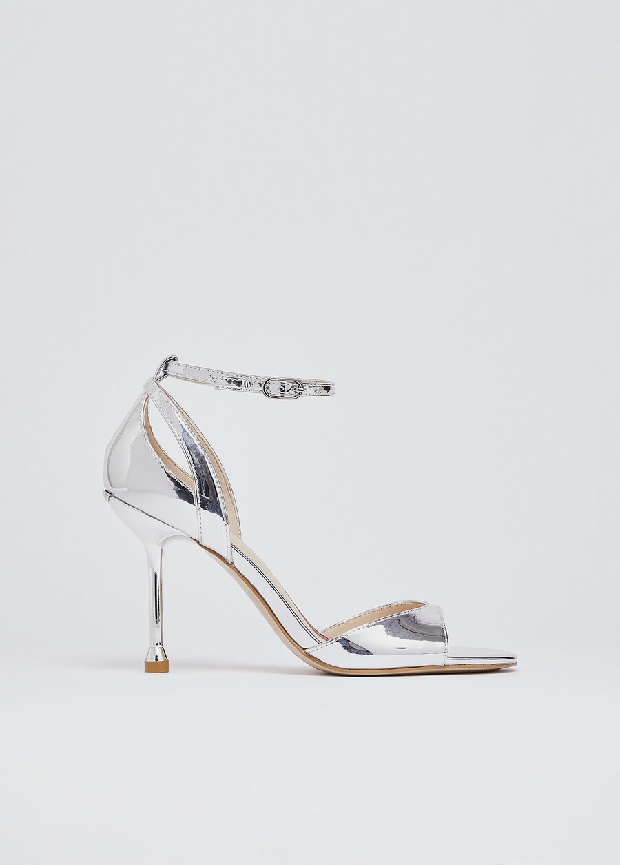 sandales à talons laminées miroir