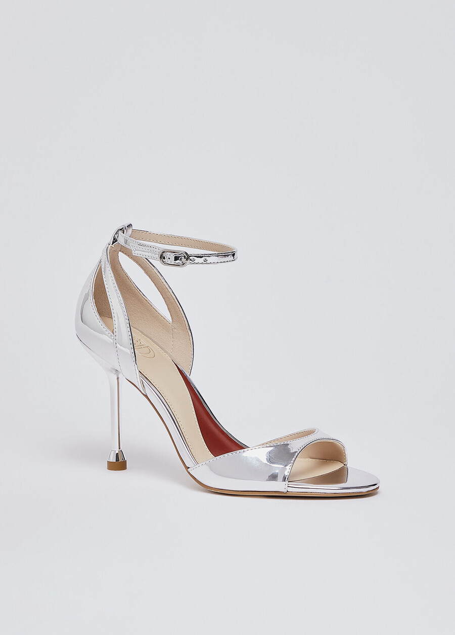 sandales à talons laminées miroir