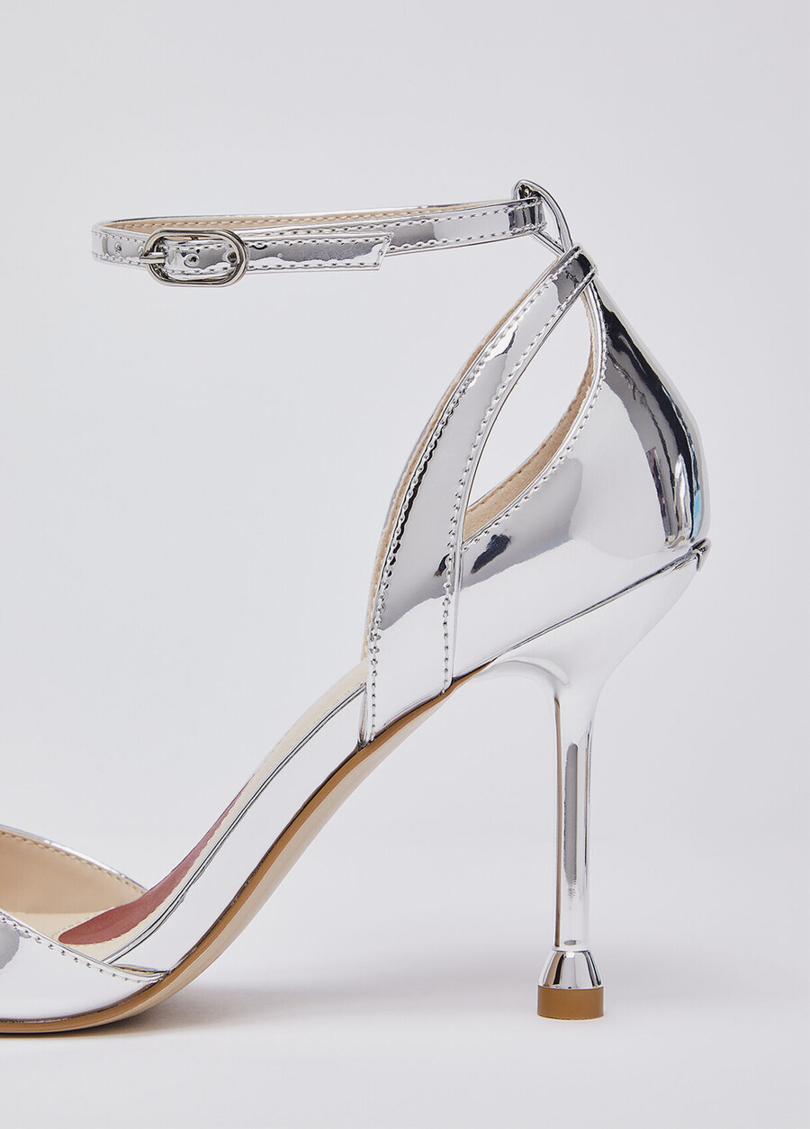 sandales à talons laminées miroir