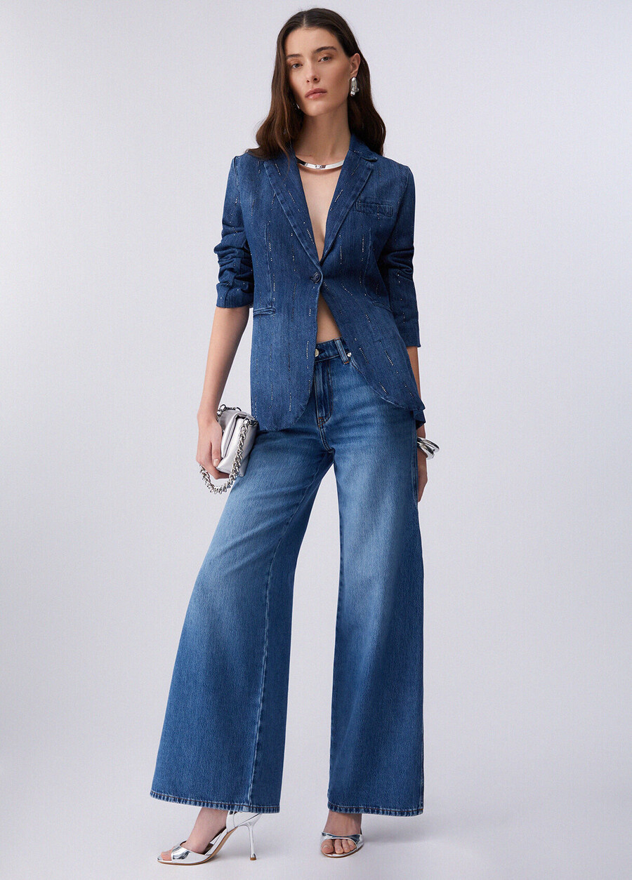blazer en jean orné de strass
