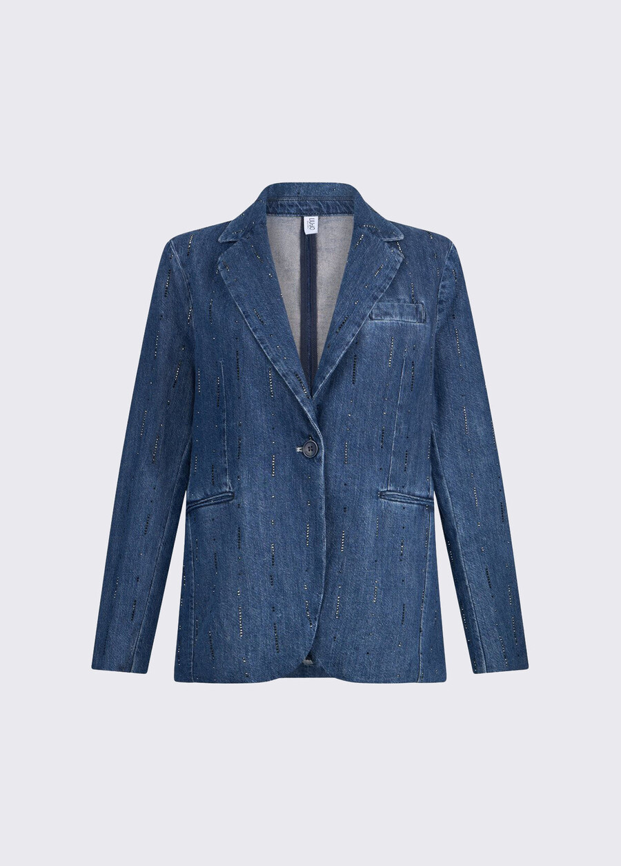 blazer en jean orné de strass