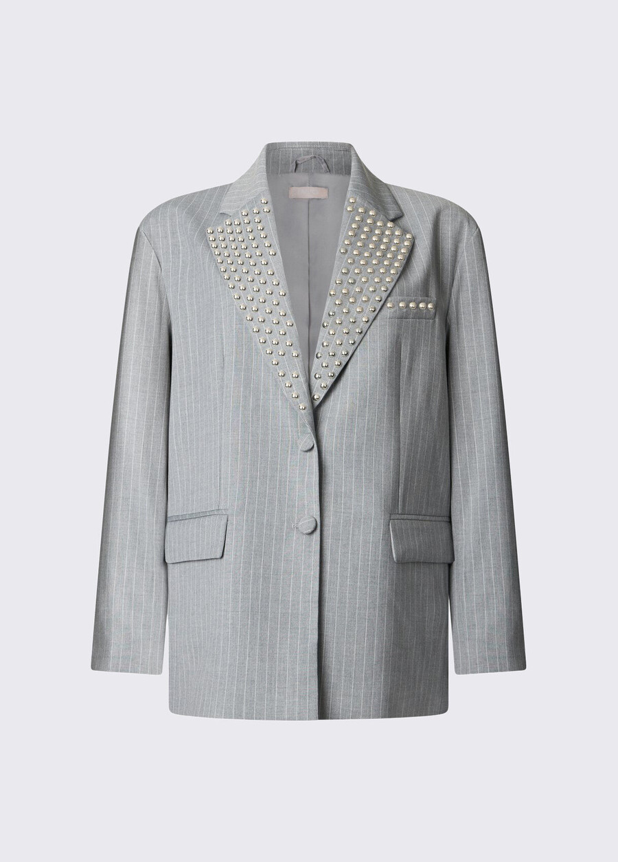 blazer à fines rayures cloutées