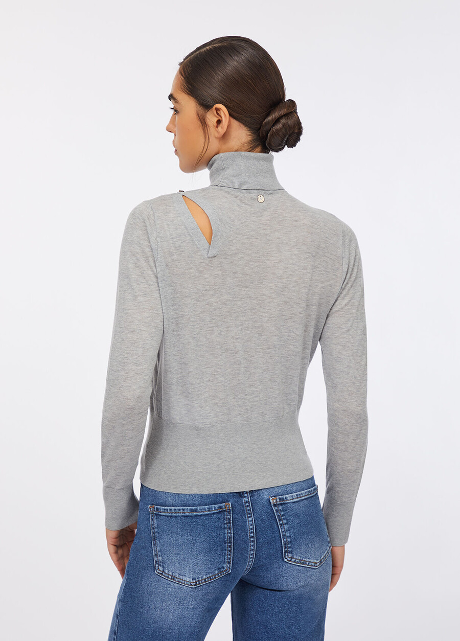 polo en coton et cachemire à col roulé