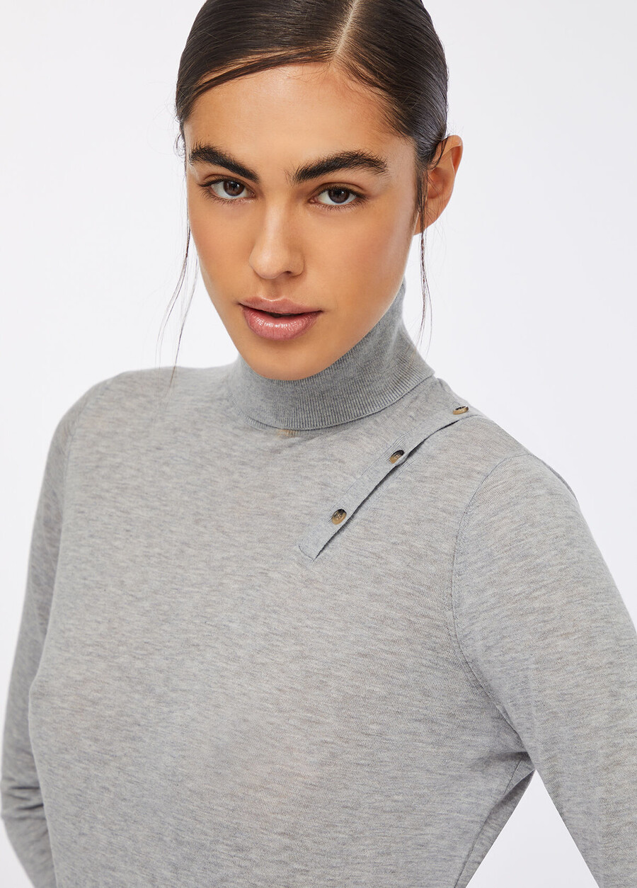 polo en coton et cachemire à col roulé