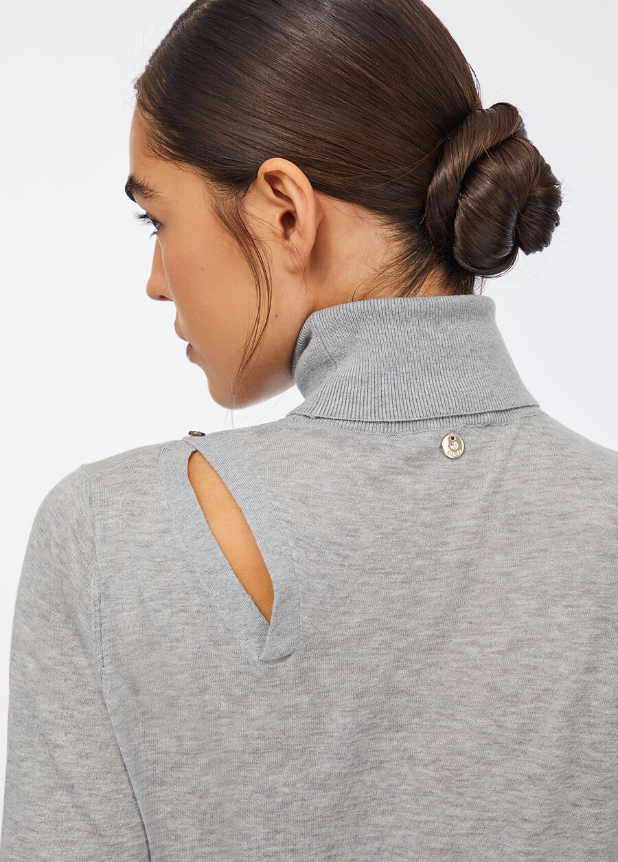 polo en coton et cachemire à col roulé