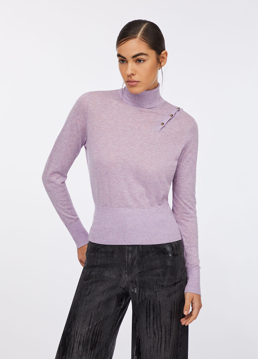 polo en coton et cachemire à col roulé
