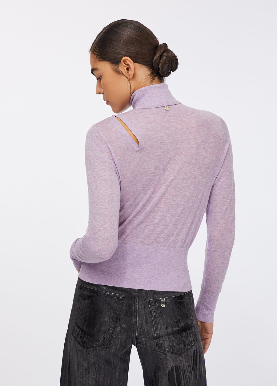 polo en coton et cachemire à col roulé