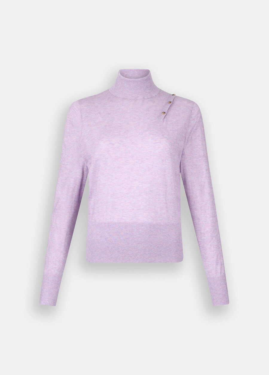 polo en coton et cachemire à col roulé